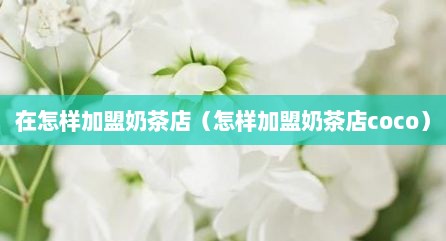 在怎样加盟奶茶店（怎样加盟奶茶店coco）