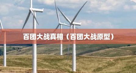 百团大战真相（百团大战原型）