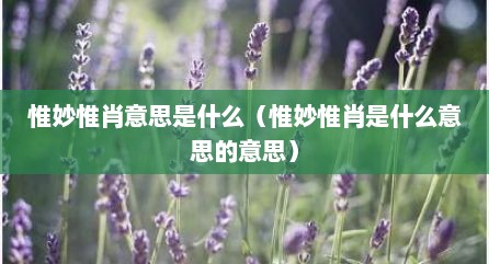 惟妙惟肖意思是什么（惟妙惟肖是什么意思的意思）