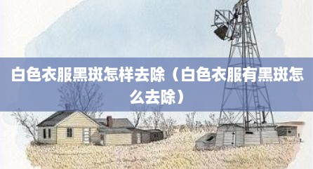 白色衣服黑斑怎样去除（白色衣服有黑斑怎么去除）