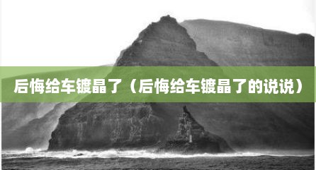 后悔给车镀晶了（后悔给车镀晶了的说说）