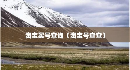 淘宝买号查询（淘宝号查查）
