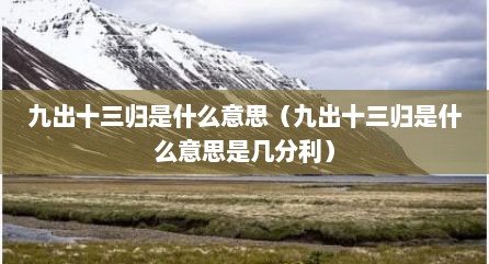 九出十三归是什么意思（九出十三归是什么意思是几分利）