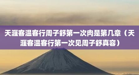 天涯客温客行周子舒第一次肉是第几章（天涯客温客行第一次见周子舒真容）