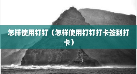 怎样使用钉钉（怎样使用钉钉打卡签到打卡）