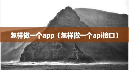 怎样做一个app（怎样做一个api接口）