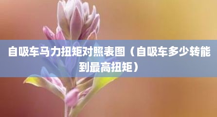 自吸车马力扭矩对照表图（自吸车多少转能到最高扭矩）
