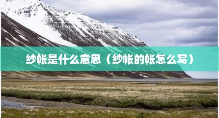 纱帐是什么意思（纱帐的帐怎么写）