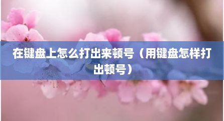 在键盘上怎么打出来顿号（用键盘怎样打出顿号）