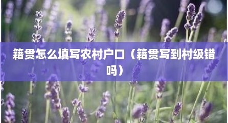 籍贯怎么填写农村户口（籍贯写到村级错吗）