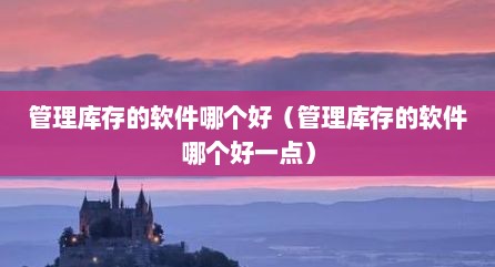 管理库存的软件哪个好（管理库存的软件哪个好一点）