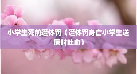 小学生死前遭体罚（遭体罚身亡小学生送医时吐血）