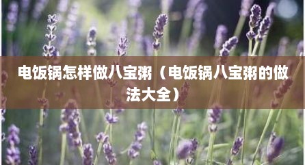 电饭锅怎样做八宝粥（电饭锅八宝粥的做法大全）