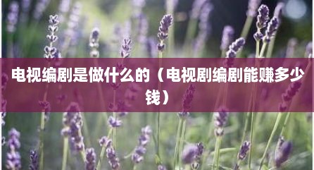 电视编剧是做什么的（电视剧编剧能赚多少钱）