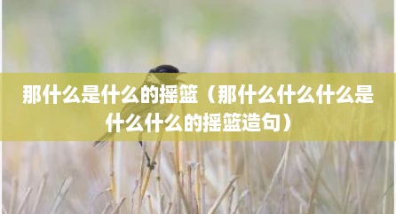 那什么是什么的摇篮（那什么什么什么是什么什么的摇篮造句）