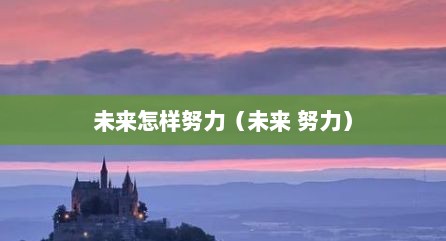 未来怎样努力（未来 努力）