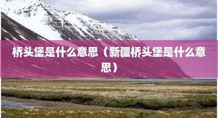 桥头堡是什么意思（新疆桥头堡是什么意思）