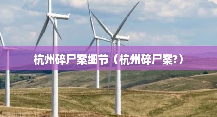 杭州碎尸案细节（杭州碎尸案?）