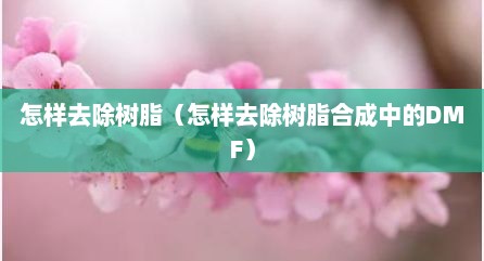 怎样去除树脂（怎样去除树脂合成中的DMF）