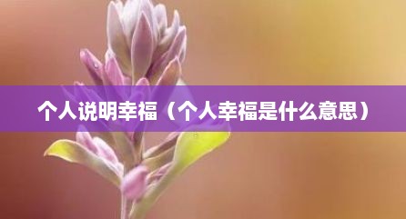 个人说明幸福（个人幸福是什么意思）