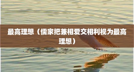 最高理想（儒家把兼相爱交相利视为最高理想）