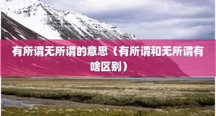有所谓无所谓的意思（有所谓和无所谓有啥区别）