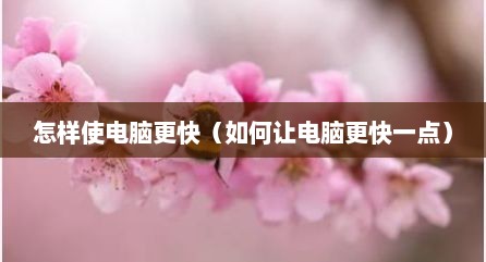怎样使电脑更快（如何让电脑更快一点）