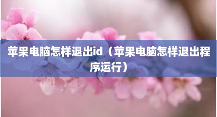 苹果电脑怎样退出id（苹果电脑怎样退出程序运行）