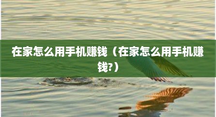 在家怎么用手机赚钱（在家怎么用手机赚钱?）