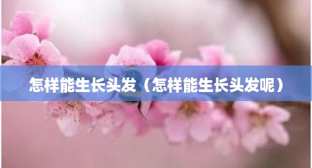 怎样能生长头发（怎样能生长头发呢）