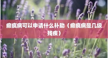 癫疯病可以申请什么补助（癫疯病是几级残疾）