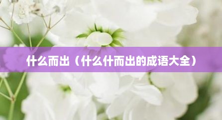 什么而出（什么什而出的成语大全）