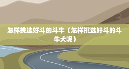 怎样挑选好斗的斗牛（怎样挑选好斗的斗牛犬呢）