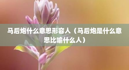 马后炮什么意思形容人（马后炮是什么意思比喻什么人）