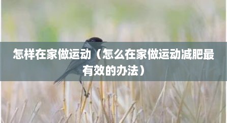 怎样在家做运动（怎么在家做运动减肥最有效的办法）