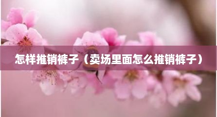 怎样推销裤子（卖场里面怎么推销裤子）