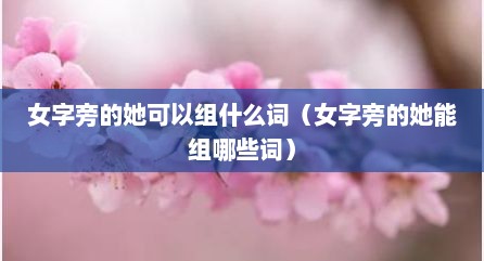 女字旁的她可以组什么词（女字旁的她能组哪些词）