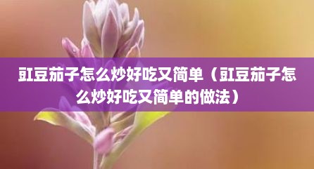 豇豆茄子怎么炒好吃又简单（豇豆茄子怎么炒好吃又简单的做法）