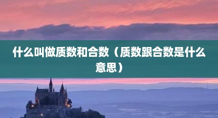什么叫做质数和合数（质数跟合数是什么意思）