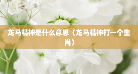 龙马精神是什么意思（龙马精神打一个生肖）