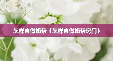怎样自做奶茶（怎样自做奶茶窍门）