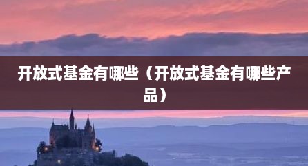 开放式基金有哪些（开放式基金有哪些产品）