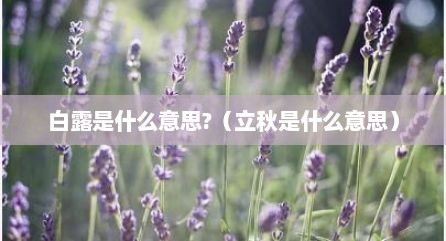 白露是什么意思?（立秋是什么意思）