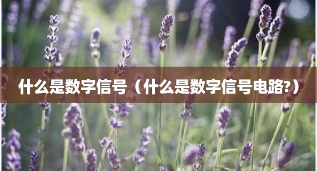 什么是数字信号（什么是数字信号电路?）