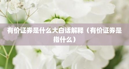 有价证券是什么大白话解释（有价证券是指什么）