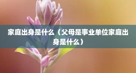 家庭出身是什么（父母是事业单位家庭出身是什么）