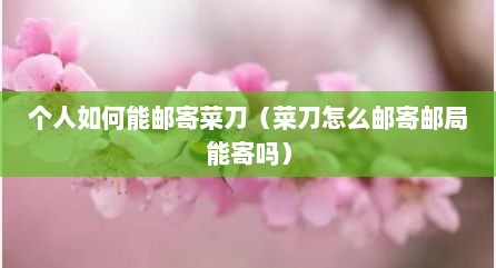 个人如何能邮寄菜刀（菜刀怎么邮寄邮局能寄吗）