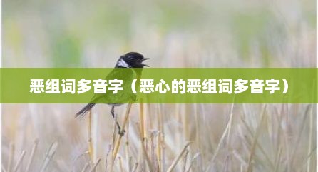 恶组词多音字（恶心的恶组词多音字）