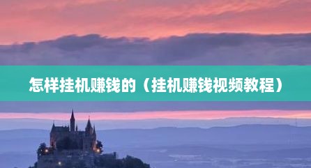 怎样挂机赚钱的（挂机赚钱视频教程）