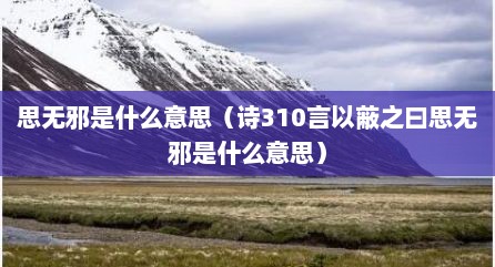 思无邪是什么意思（诗310言以蔽之曰思无邪是什么意思）